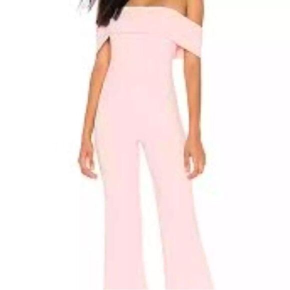 NWT Super Down Aubrey Off-Shoulder Jumpsuit Pastel Pink Size MEDIUM - Picture 1 of 11